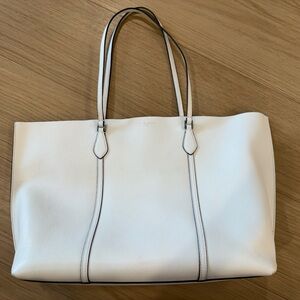 Tory Burch White Leather Tote Bag